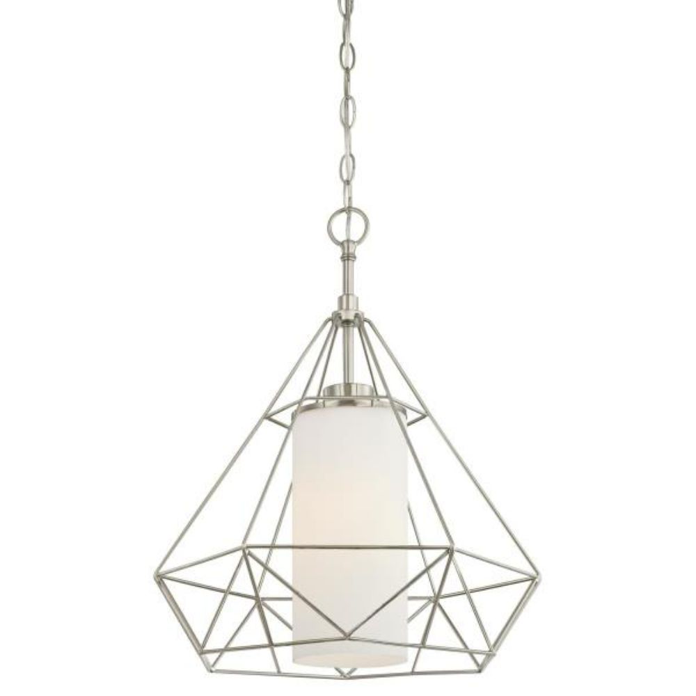 Westinghouse 6324500 Pendant Brushed Nickel Finish Frosted Opal Glass Pendant Lighting
