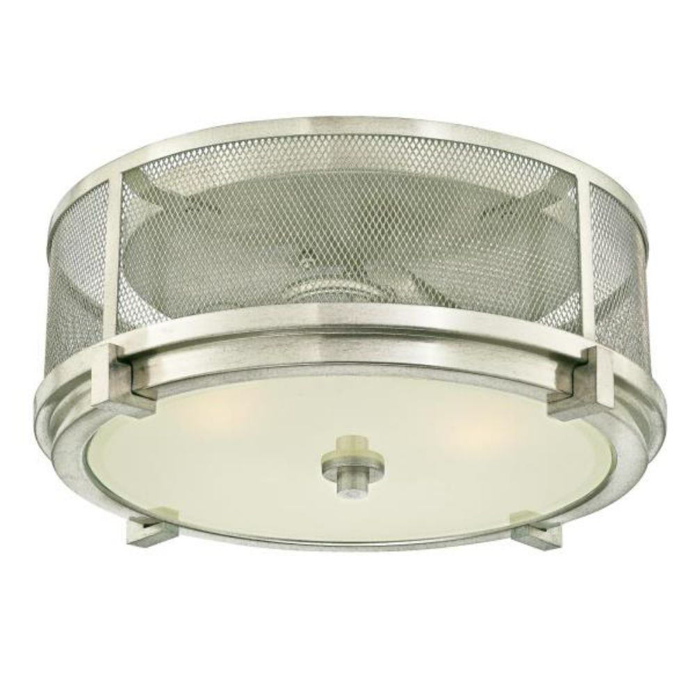 Westinghouse 6330600 14 in. 2 Light Flush Brushed Nickel Finish Mesh and Frosted Glass Ceiling Lighting