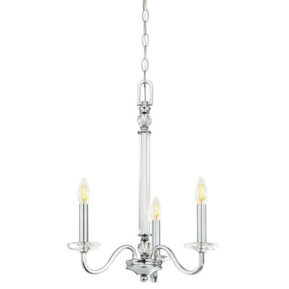 Westinghouse 6332000 3 Light Chandelier Chrome Finish Clear Glass Accents Chandelier Lighting
