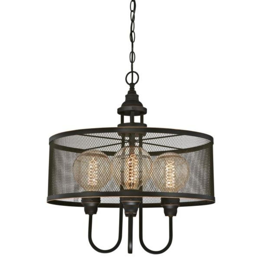 Westinghouse 6332900 4 Light Chandelier Oil Rubbed Bronze Finish with Highlights Mesh Shade Chandelier Lighting