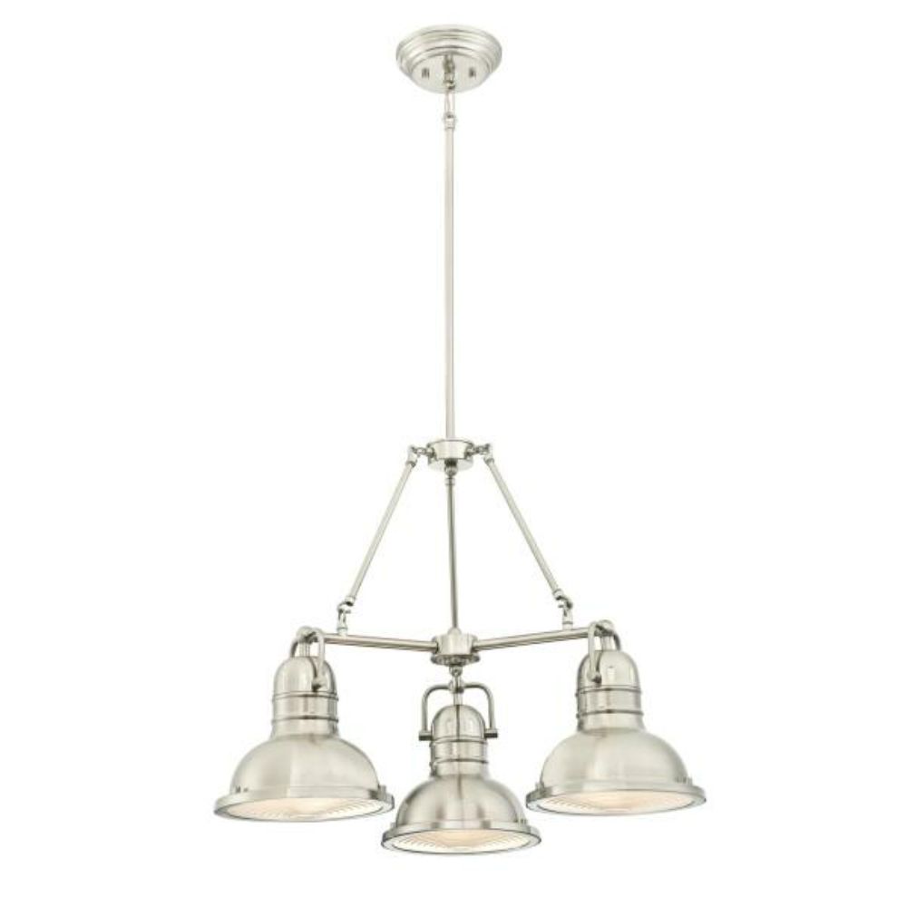 Westinghouse 6333900 3 Light Chandelier Brushed Nickel Finish Frosted Prismatic Acrylic Lens Chandelier Lighting