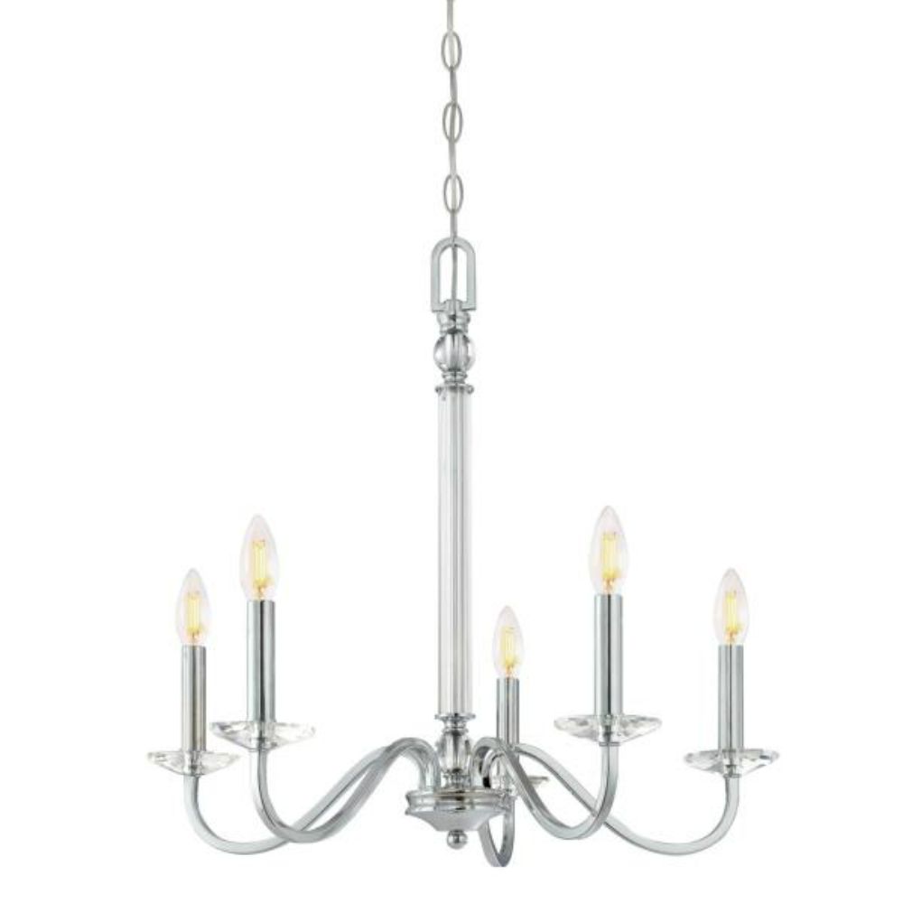 Westinghouse 6334200 5 Light Chandelier Chrome Finish Clear Glass Accents Chandelier Lighting
