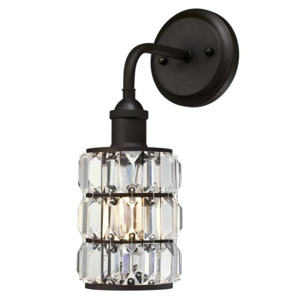 Westinghouse 6337500 1 Light Wall Fixture Oil Rubbed Bronze Finish Crystal Prism Glass Wall Lighting