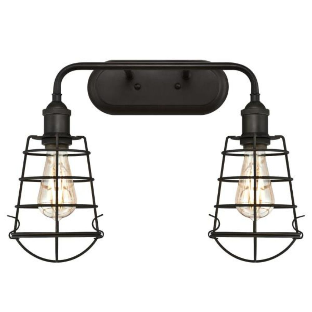 Westinghouse 6337700 2 Light Wall Fixture Oil Rubbed Bronze Finish Cage Shades Wall Lighting