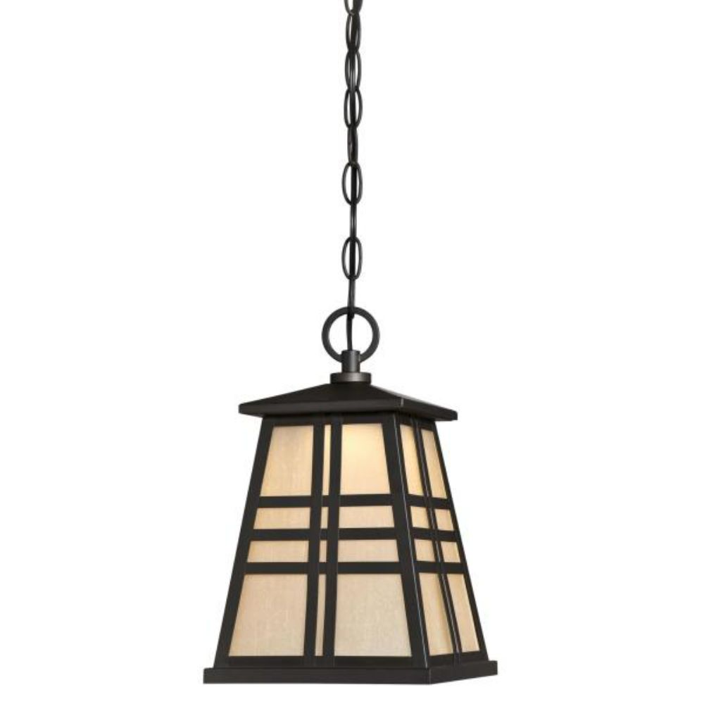 Westinghouse 6339800 LED Pendant Oil Rubbed Bronze Finish Amber Frosted Seeded Glass Pendant Lighting