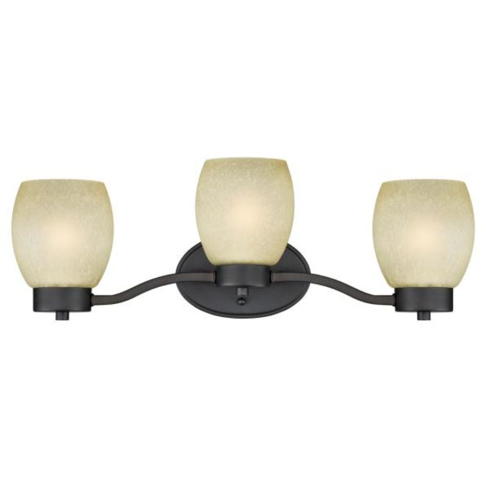 Westinghouse 6341500 3 Light Wall Fixture Oil Rubbed Bronze Finish Aged Amber Scavo Glass Wall Lighting