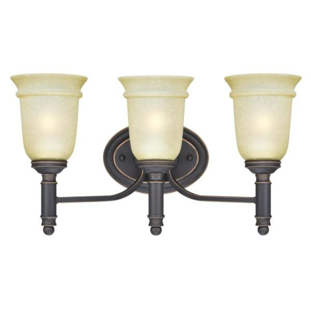 Westinghouse 6342800 3 Light Wall Fixture Oil Rubbed Bronze Finish with Highlights Mocha Scavo Glass Wall Lighting