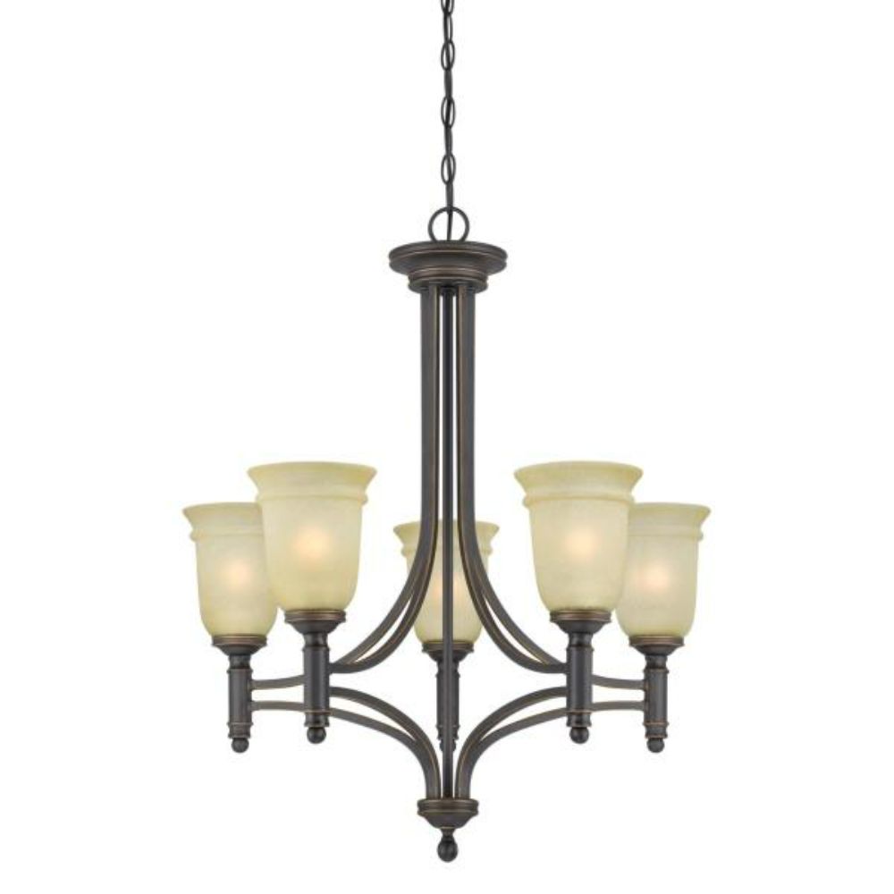 Westinghouse 6342900 5 Light Chandelier Oil Rubbed Bronze Finish with Highlights Mocha Scavo Glass Chandelier Lighting