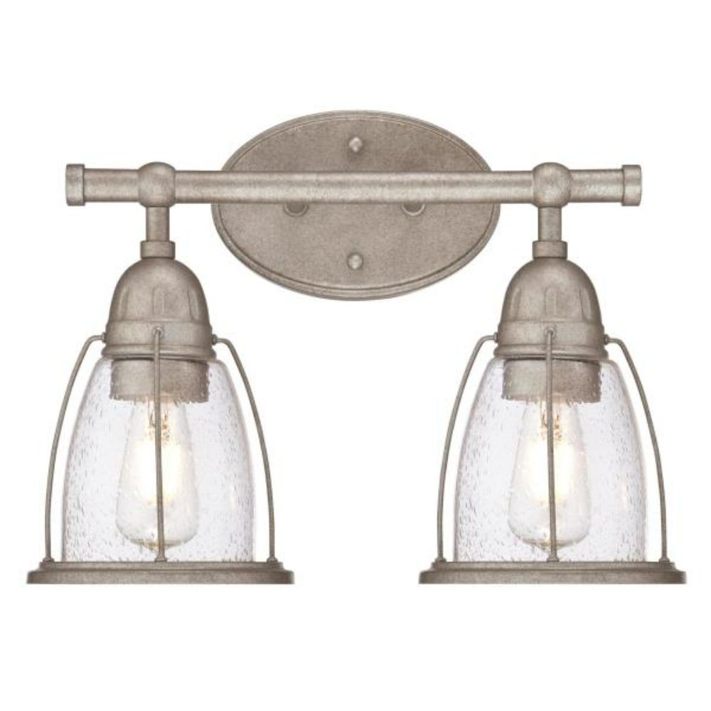 Westinghouse 6350900 2 Light Wall Fixture Weathered Steel Finish Clear Seeded Glass Wall Lighting