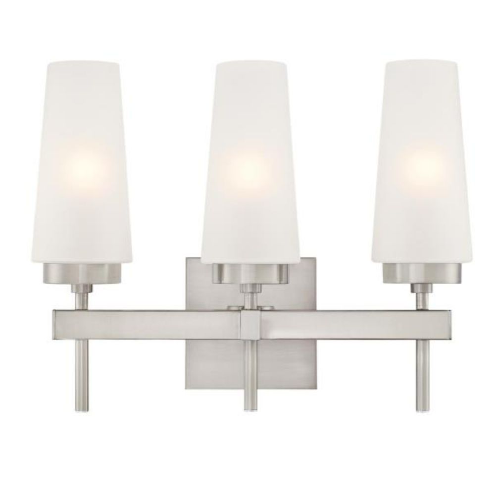 Westinghouse 6353200 3 Light Wall Fixture Brushed Nickel Finish Frosted Glass Wall Lighting