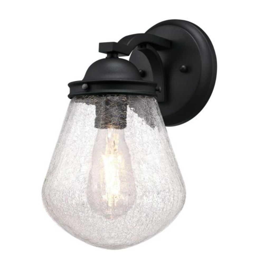 Westinghouse 6357400 Wall Fixture Textured Black Finish Clear Crackle Glass Wall Lighting