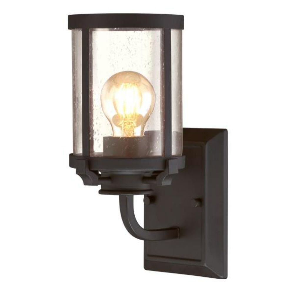 Westinghouse 6368000 1 Light Wall Fixture Oil Rubbed Bronze Finish Clear Seeded Glass Wall Lighting