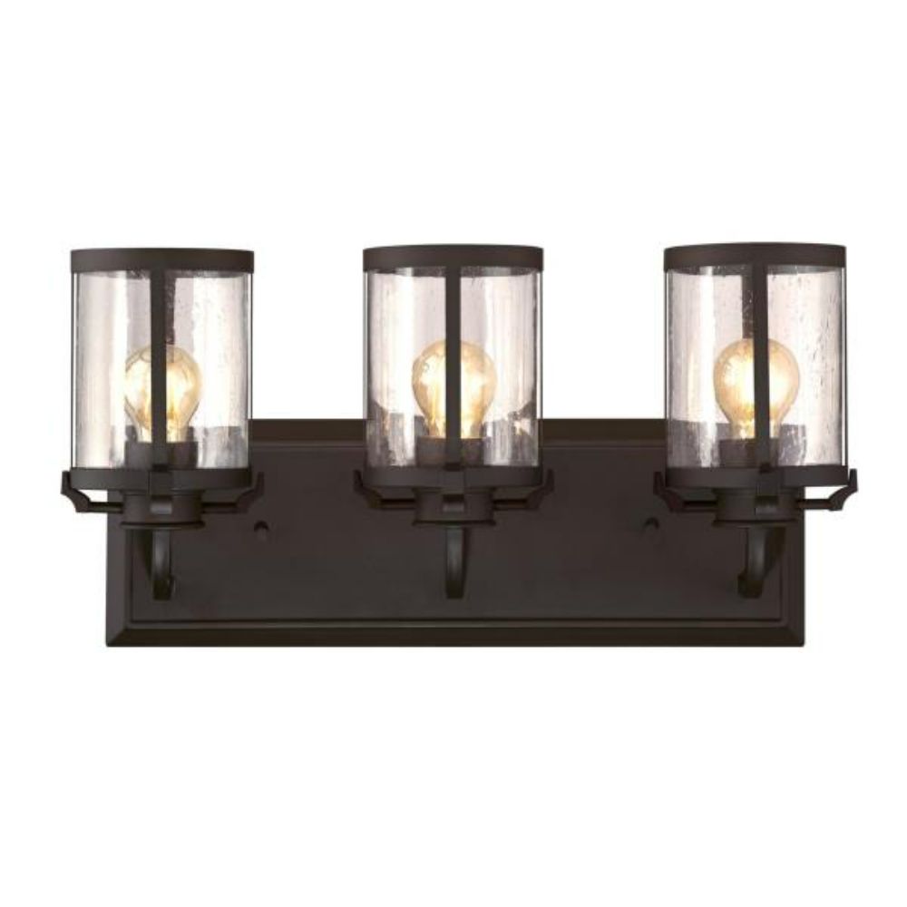 Westinghouse 6368100 3 Light Wall Fixture Oil Rubbed Bronze Finish Clear Seeded Glass Wall Lighting