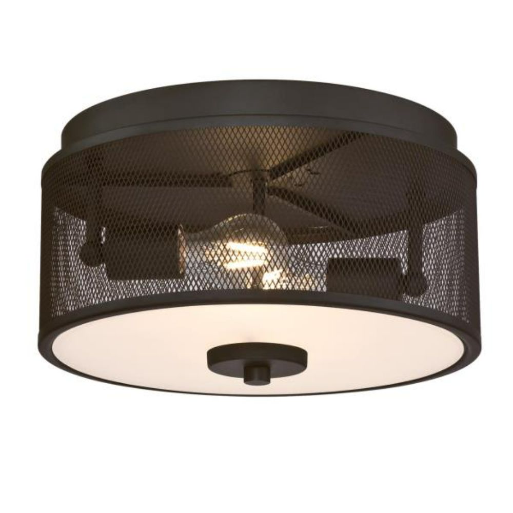 Westinghouse 6371100 13 in. 2 Light Flush Oil Rubbed Bronze Finish Mesh Shade and Frosted Glass Ceiling Lighting
