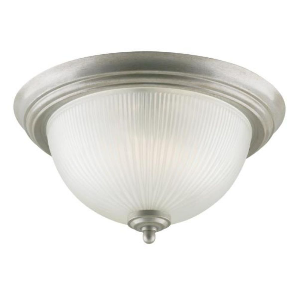 Westinghouse 6432300 13 in. 2 Light Flush Pewter Patina Finish Frosted Ribbed Glass Ceiling Lighting