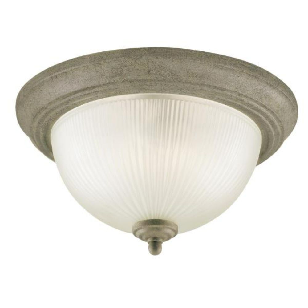 Westinghouse 6436100 13 in. 2 Light Flush Cobblestone Finish Frosted Ribbed Glass Ceiling Lighting