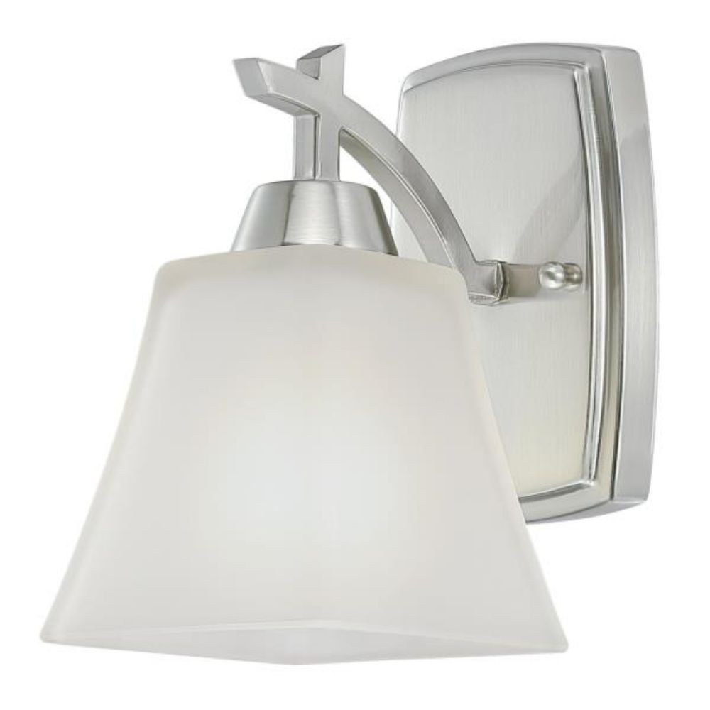 Westinghouse 6573400 1 Light Wall Fixture Brushed Nickel Finish Frosted Glass Wall Lighting