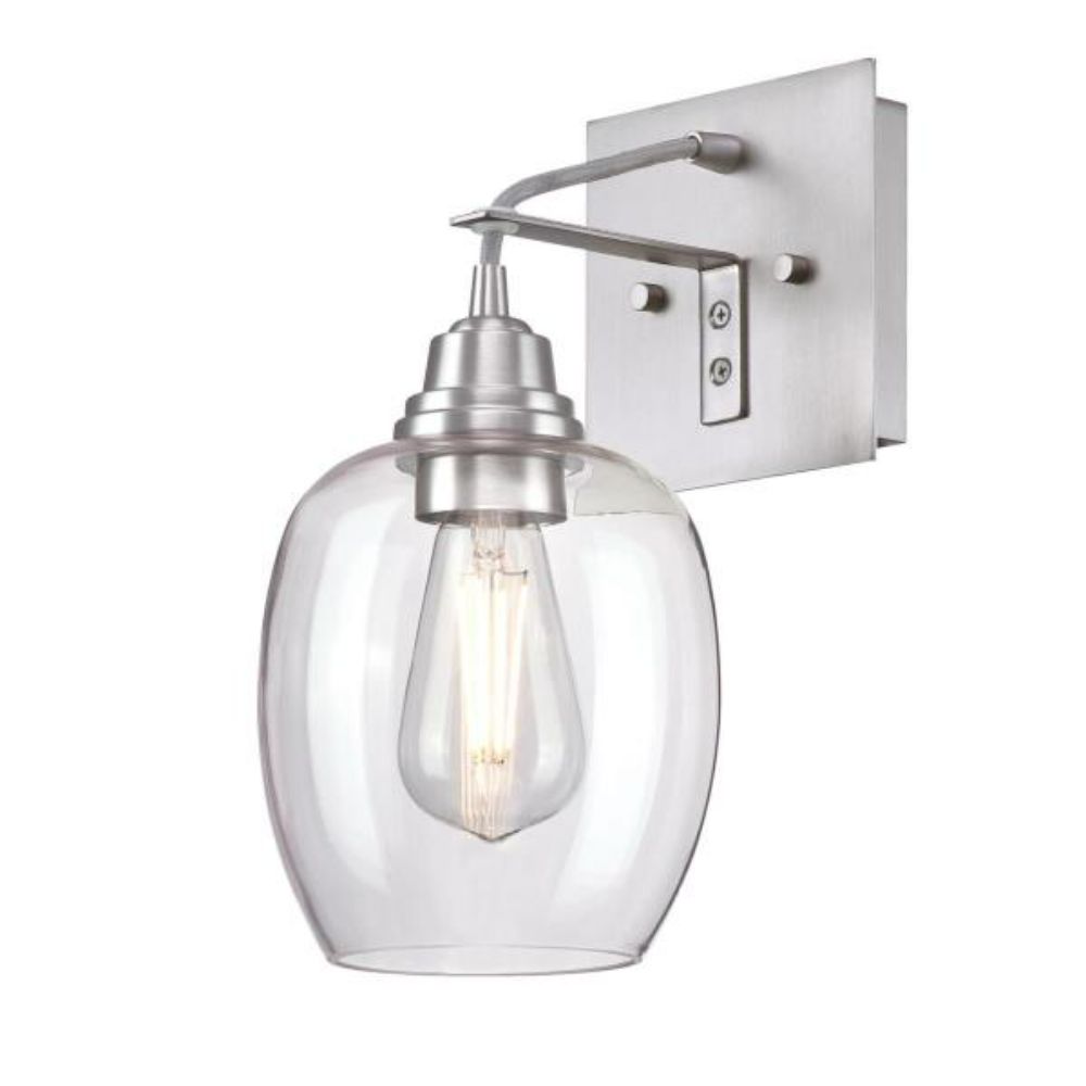 Westinghouse 6574000 1 Light Wall Fixture Brushed Aluminum Finish Clear Glass Wall Lighting