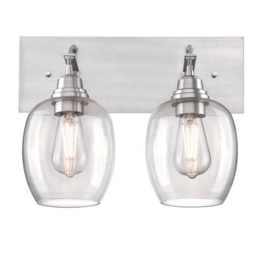 Westinghouse 6574100 2 Light Wall Fixture Brushed Aluminum Finish Clear Glass Wall Lighting