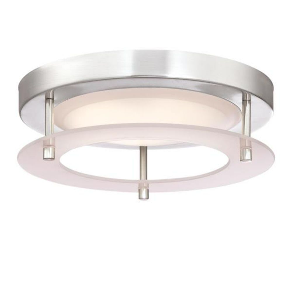 Westinghouse 6575300 8 in. 15W LED Flush Brushed Nickel Finish Frosted Acrylic Ring Ceiling Lighting