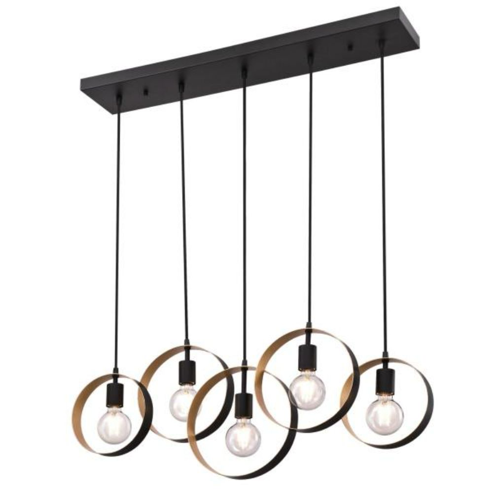 Westinghouse 6575700 5 Light Chandelier Matte Black Finish with Textured Gold Accents Chandelier Lighting