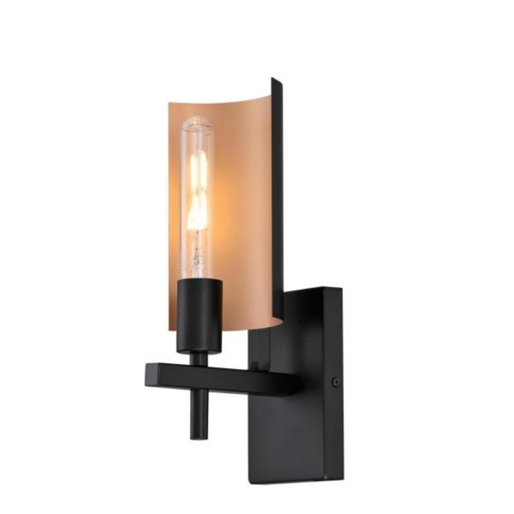Westinghouse 6575900 1 Light Wall Fixture Matte Black Finish with Metallic Bronze Accents Wall Lighting