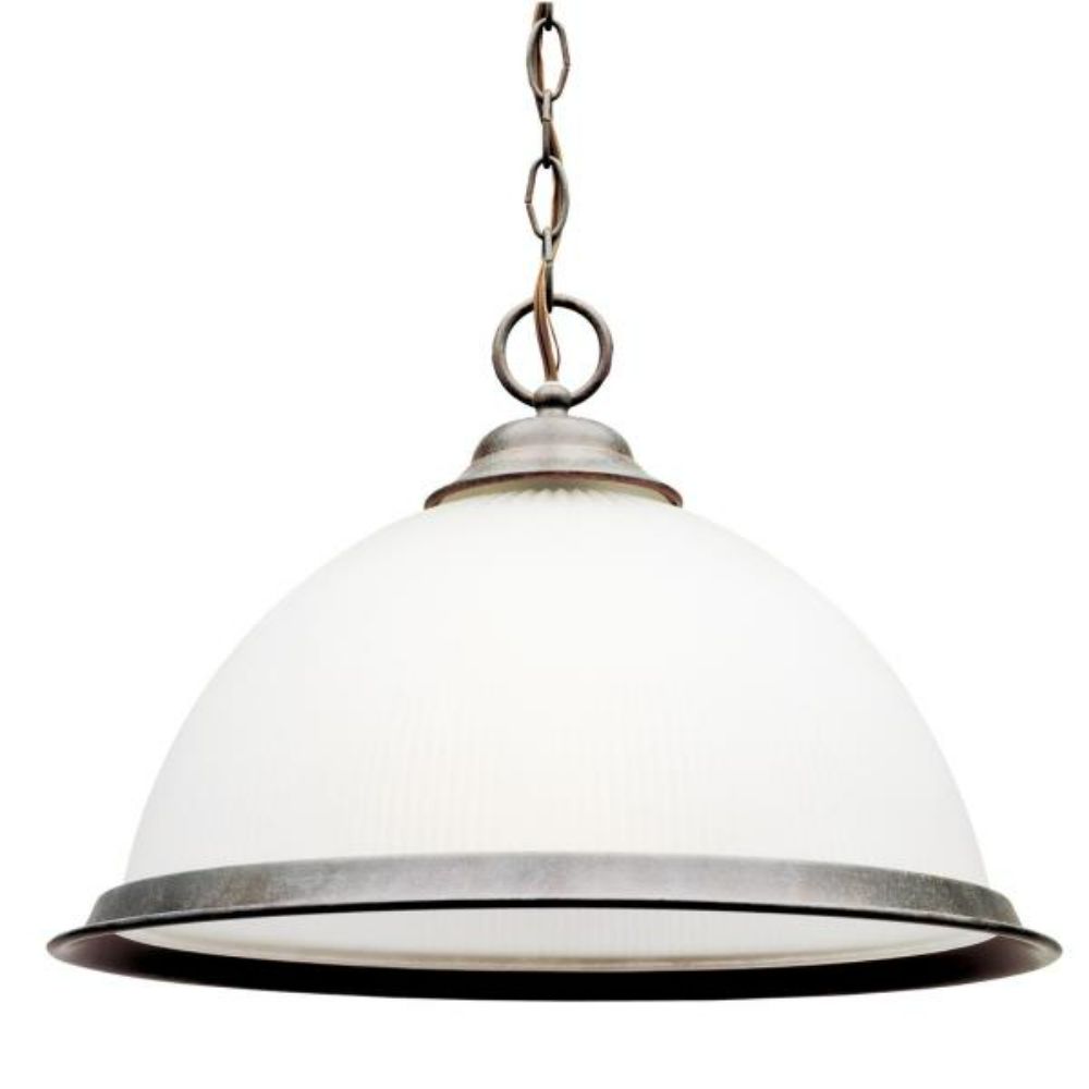 Westinghouse 6714300 Pendant Sienna Finish Frosted Ribbed Glass Pendant Lighting