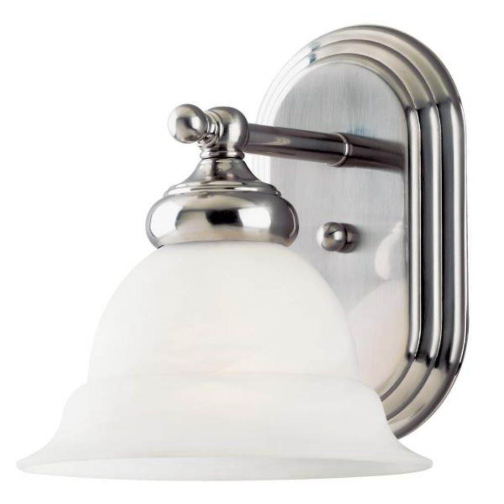 Westinghouse 6733100 1 Light Wall Fixture Brushed Nickel Finish Frosted White Alabaster Glass Wall Lighting