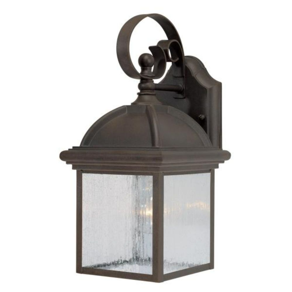 Westinghouse 6939500 1 Light Wall Lantern Textured Rust Patina Finish on Cast Aluminum with Clear Seeded Glass Panels Wall Lighting