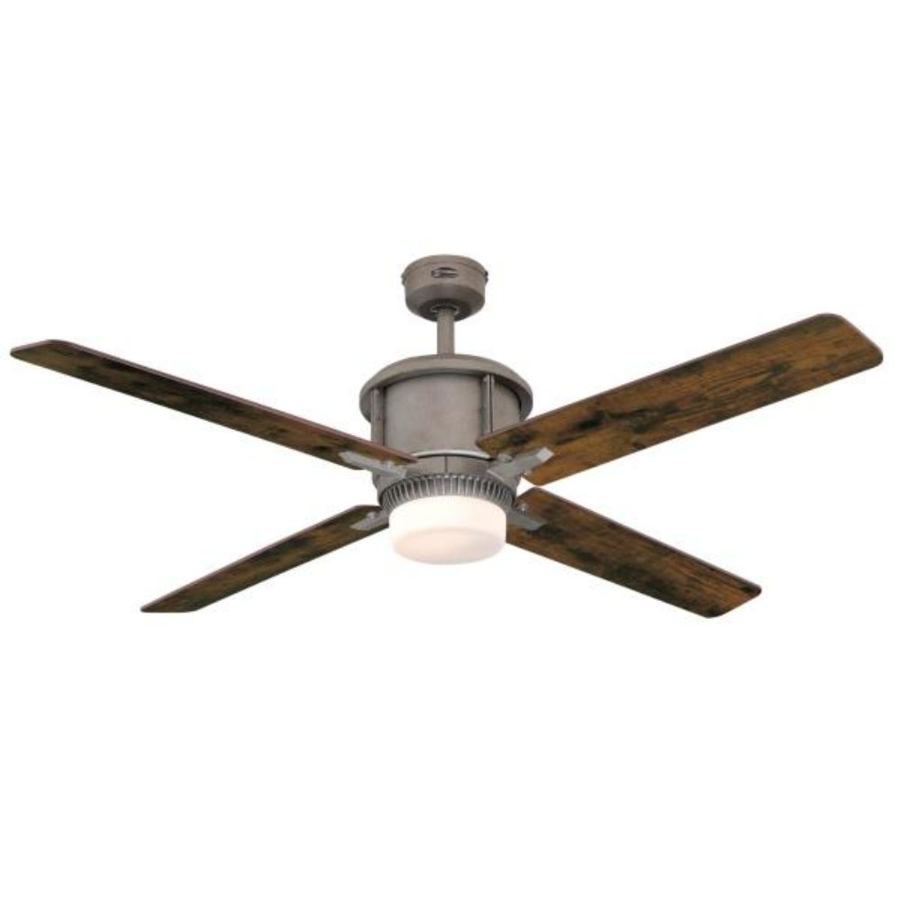 Westinghouse 7220200 56 in. Industrial Steel Finish Reversible Blades (Reclaimed Hickory/Pewter Ash) Opal Frosted Glass  Fan