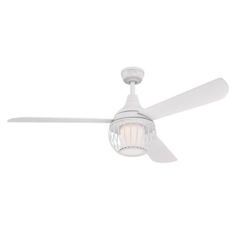 Westinghouse 7220700 52 in. White Finish White Blades Cage Shade and Opal Frosted Glass  Fan
