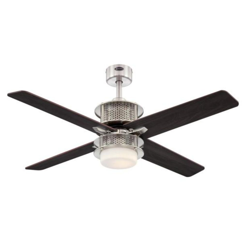 Westinghouse 7221100 48 in. Brushed Nickel Finish Reversible Blades (Wengue/Graphite) Opal Frosted Glass  Fan
