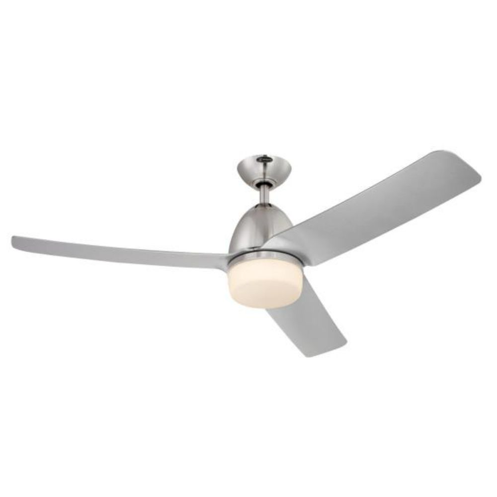 Westinghouse 7800100 52 in. Brushed Chrome Finish Silver ABS Blades Opal Frosted Glass  Fan