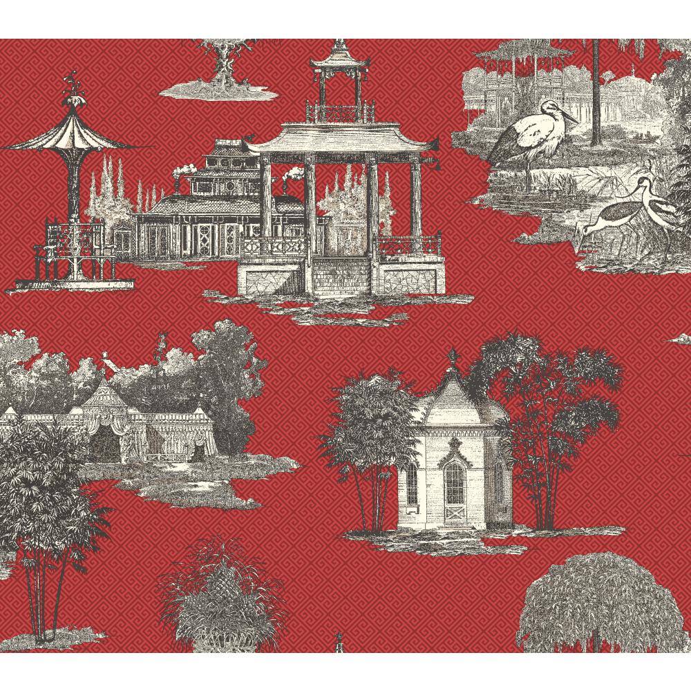 Ashford House by York AF1915 Ashford Toiles Mandarin Wallpaper in red