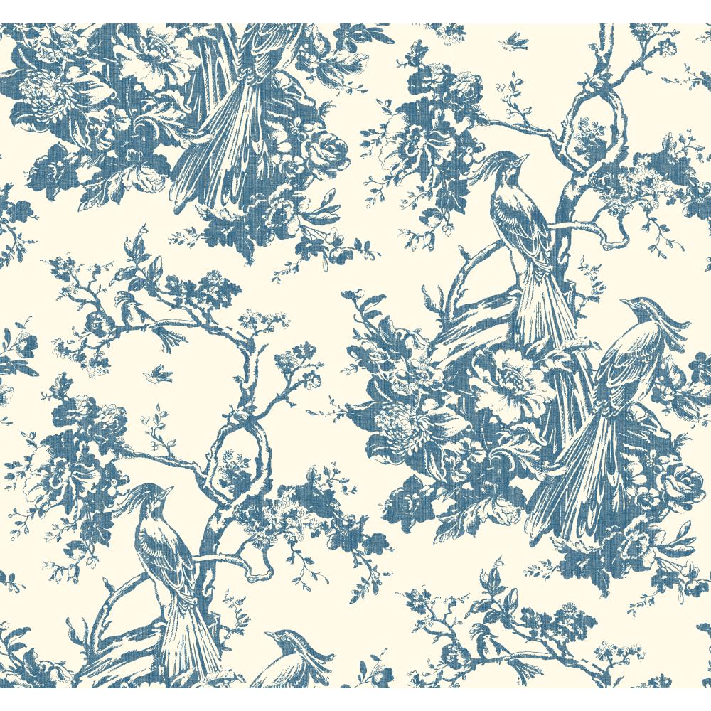 Ashford House by York AF1948 Ashford Toiles Exotic Plumes Wallpaper in blue/white