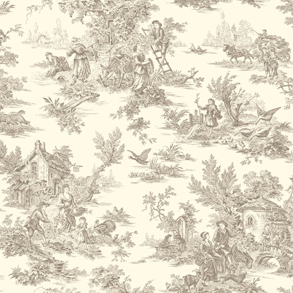 Ashford House by York AF2015 Ashford Toiles Campagne Wallpaper in brown/white