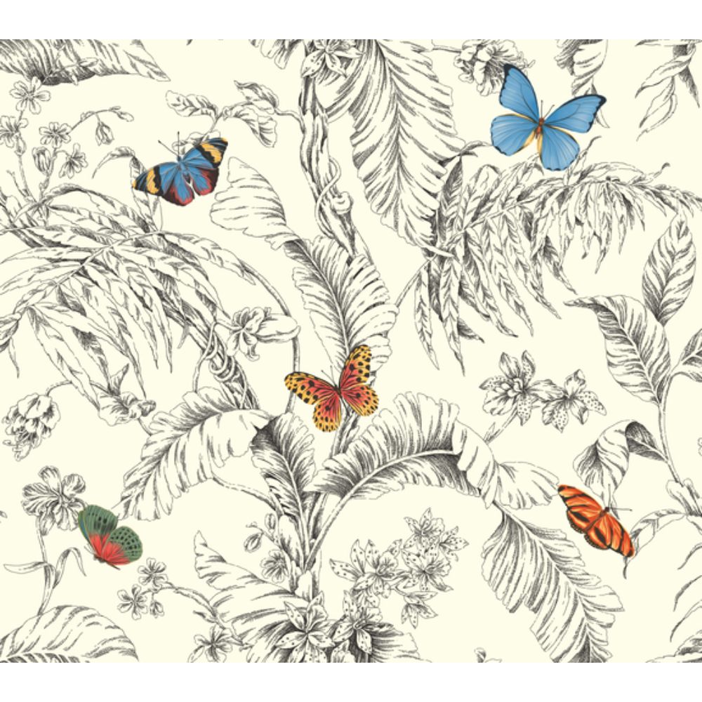 Ashford House by York AF2025 Ashford Toiles Papillon Wallpaper in red/blue/green/yellow/black