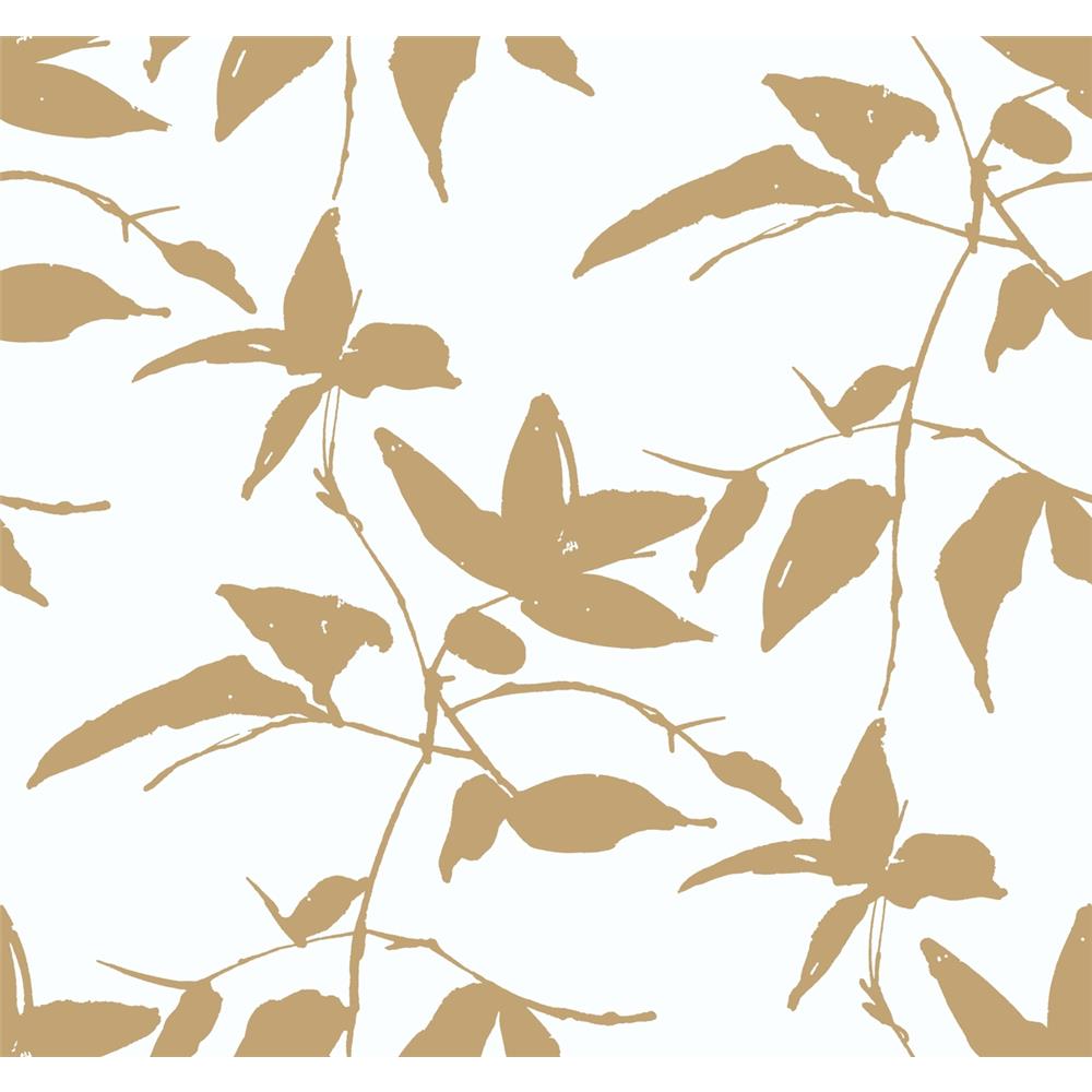 Ronald Redding by York AF6511 Tea Garden Persimmon Leaf Wallpaper in Gold, White