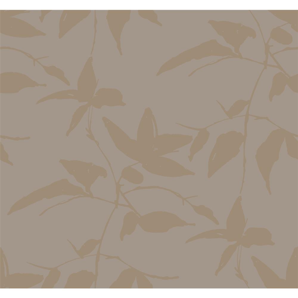 Ronald Redding by York AF6512 Tea Garden Persimmon Leaf Wallpaper in Gold, Taupe