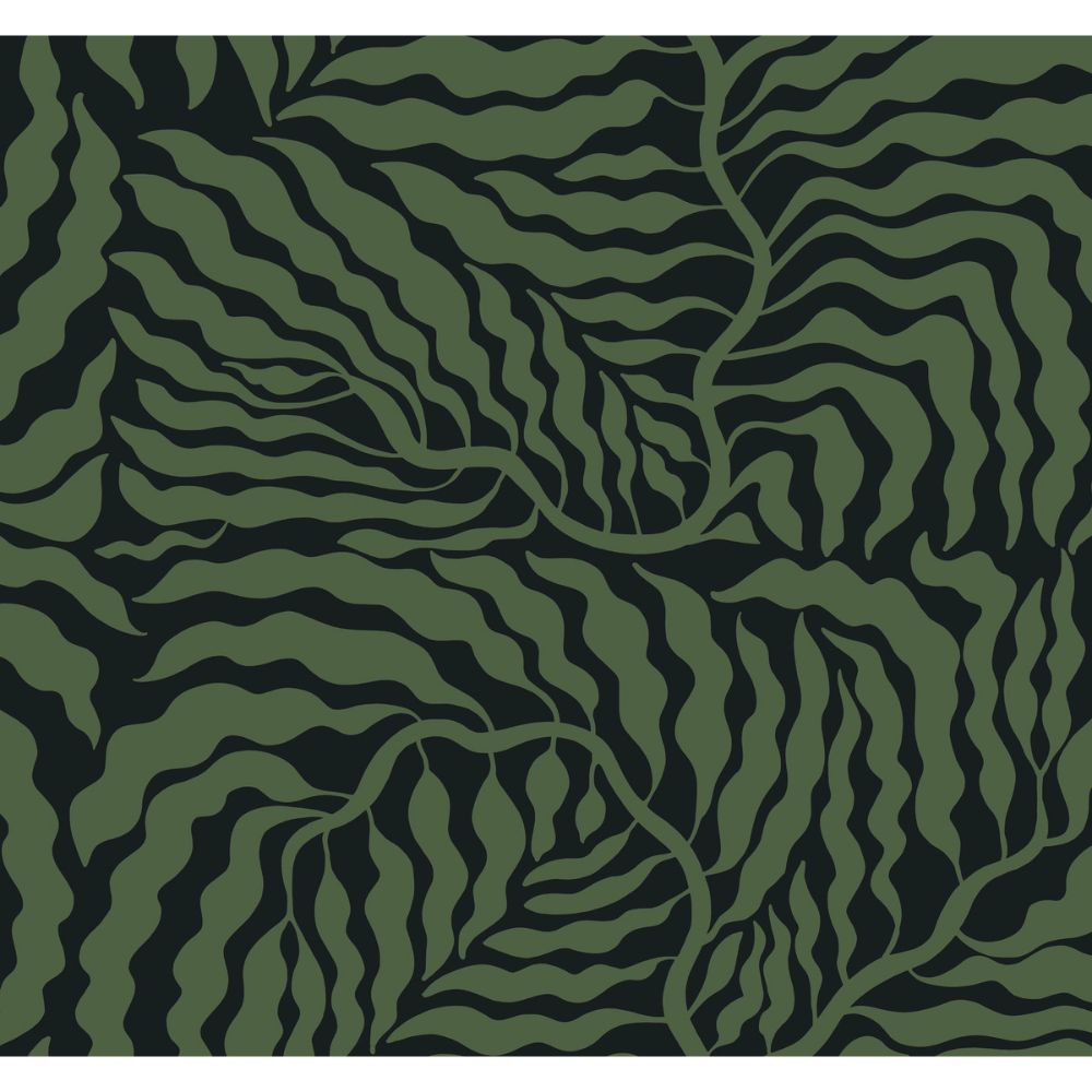 York AG2061 Artistic Abstracts Black & Green Fern Fronds Wallpaper