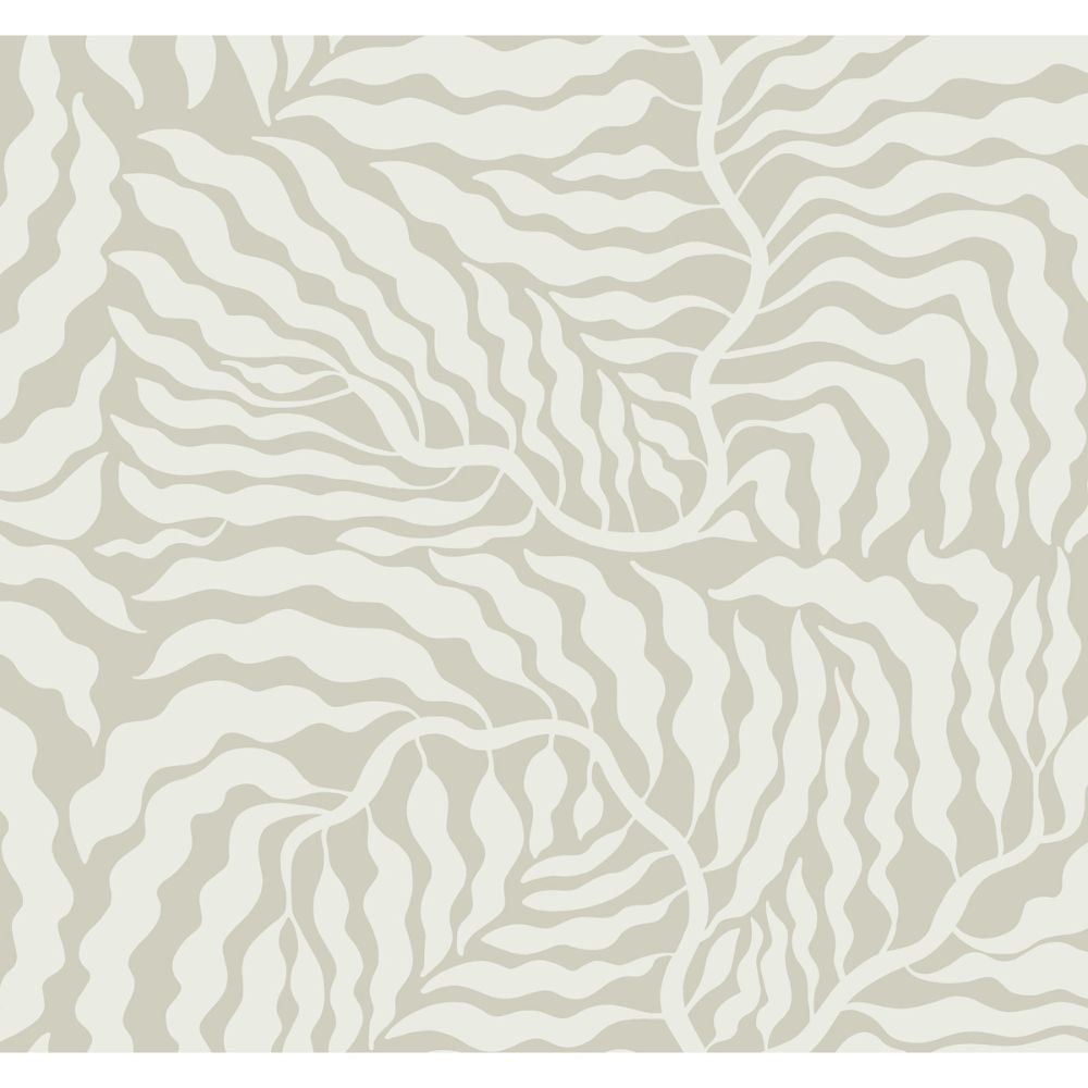 York AG2063 Artistic Abstracts Taupe & White Fern Fronds Wallpaper