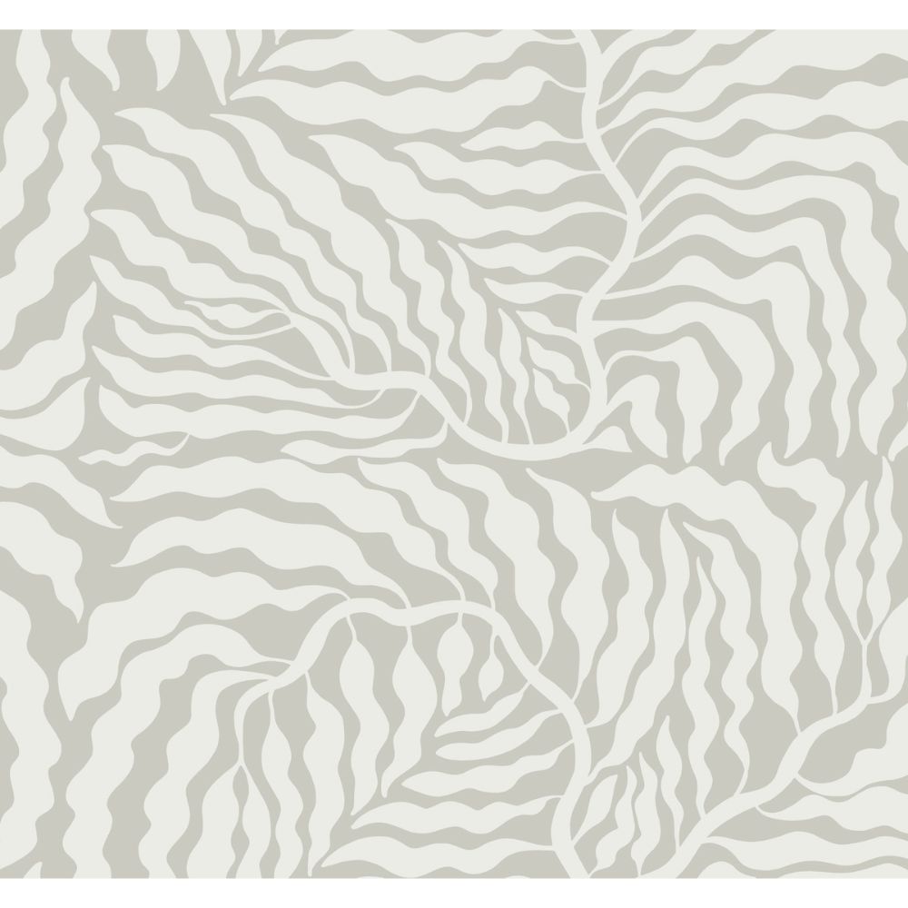 York AG2064 Artistic Abstracts Grey & White Fern Fronds Wallpaper