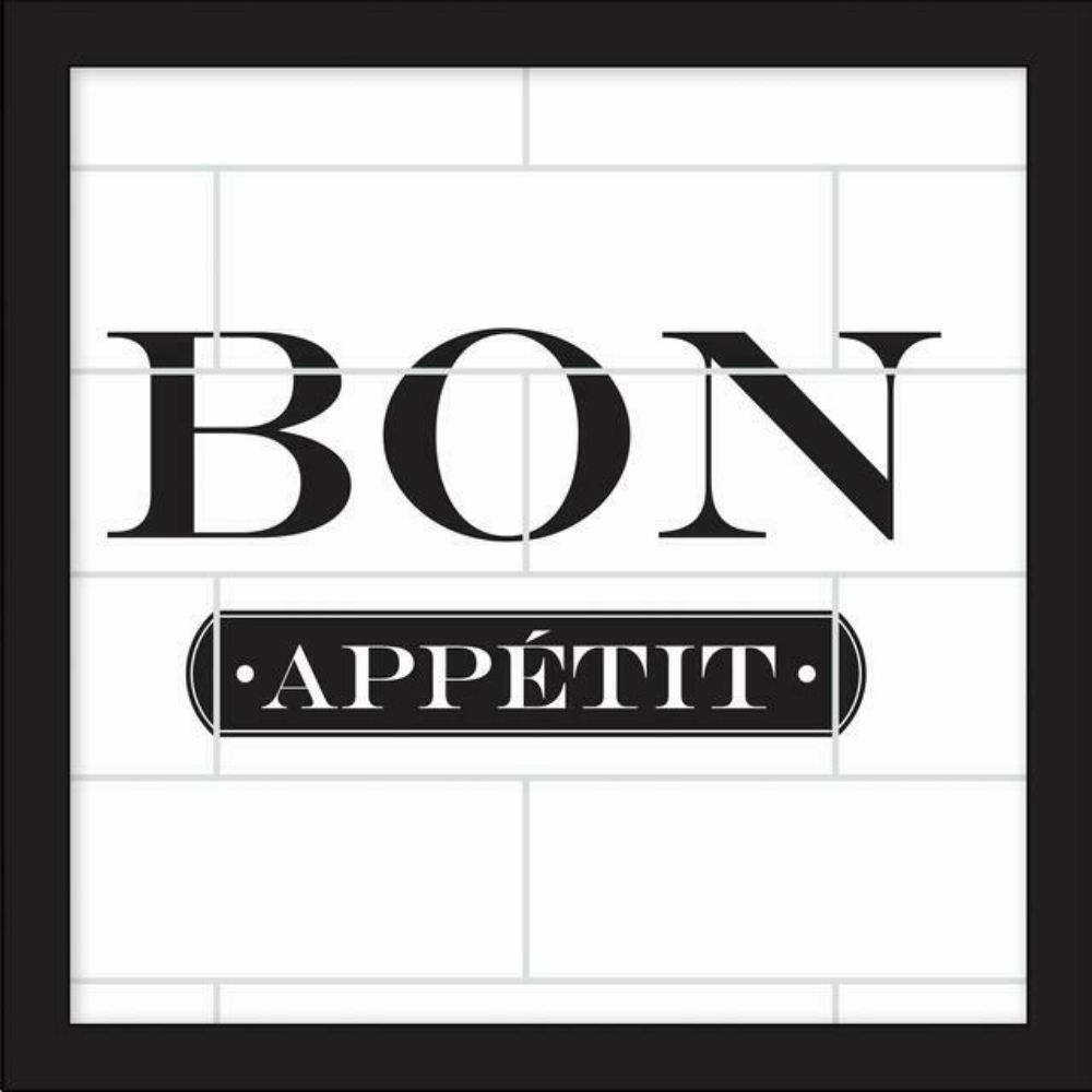RoomMates by York AVE4817 Bon Appetit Tile And Type Framed Wall Art in Black, White