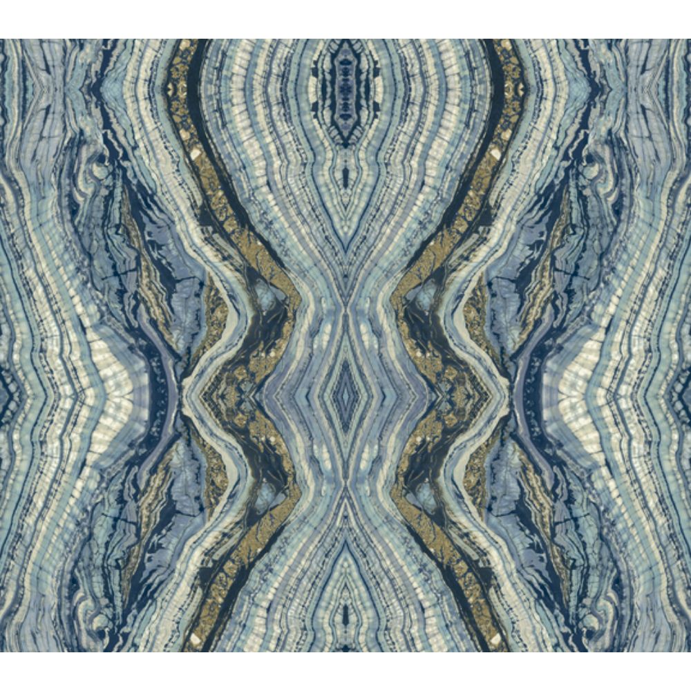 York BH8398 Antonina Vella Elegant Earth Kaleidoscope Wallpaper in Blue
