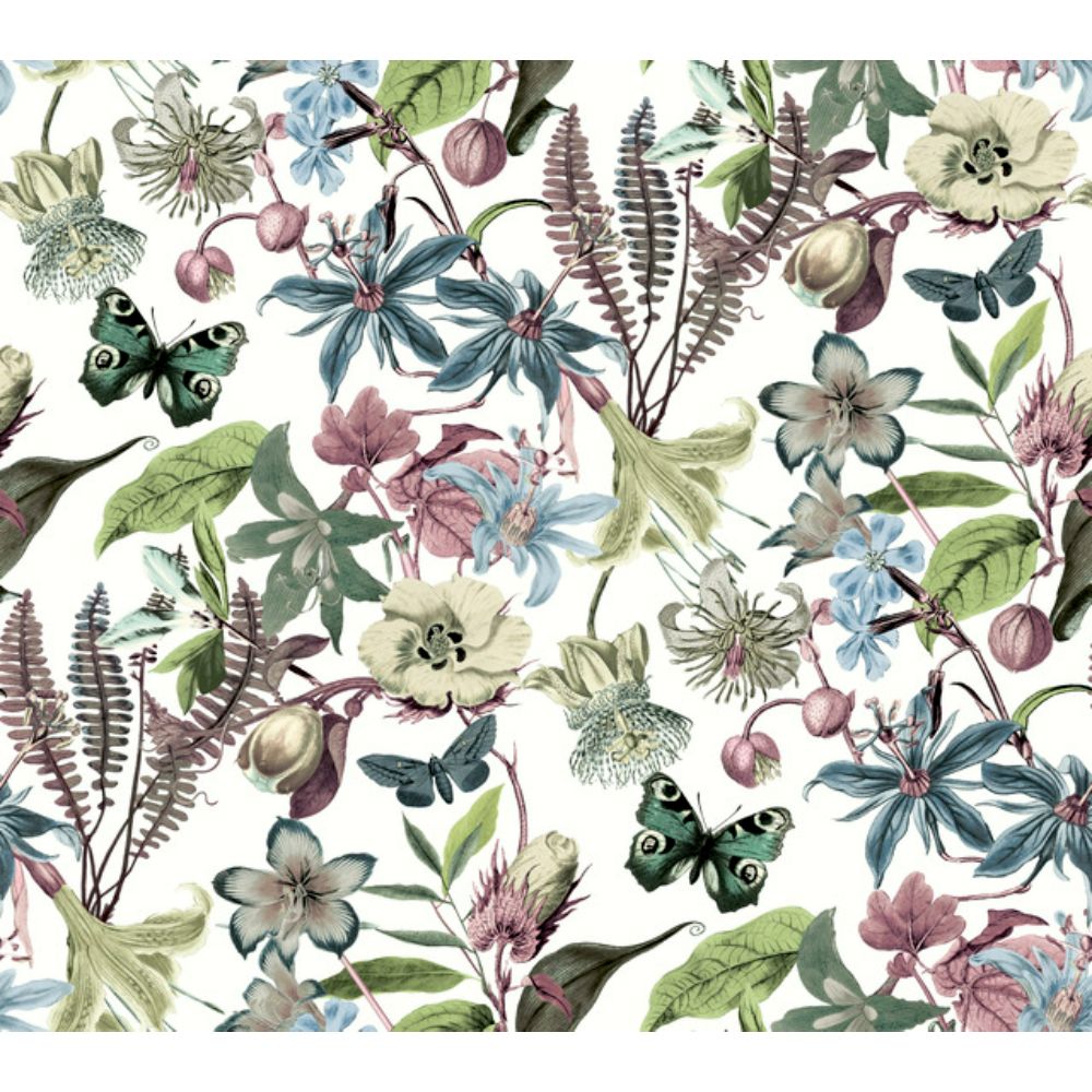 York BL1721 Blooms White & Fuchsia Butterfly House Wallpaper