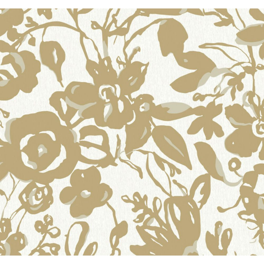 York BL1732 Blooms Gold Brushstroke Floral Wallpaper