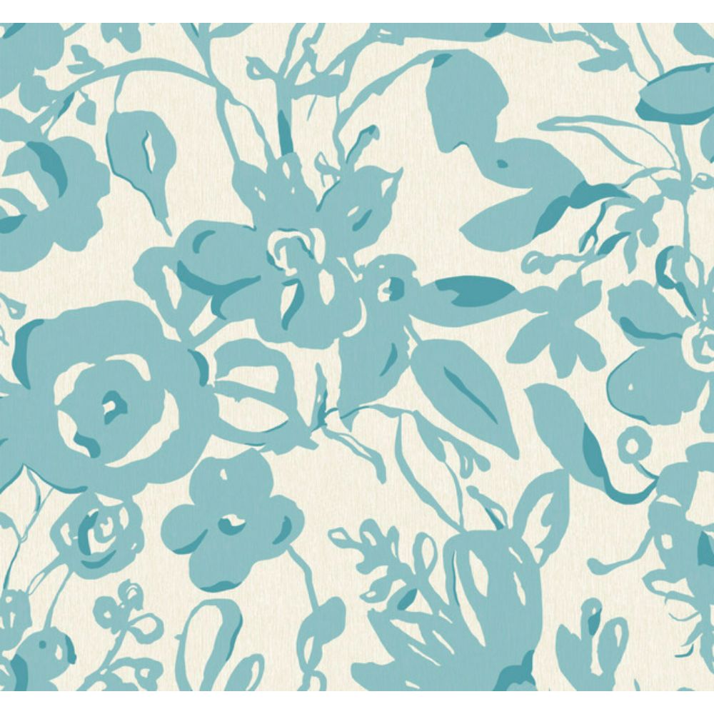 York BL1736 Blooms Aqua Brushstroke Floral Wallpaper