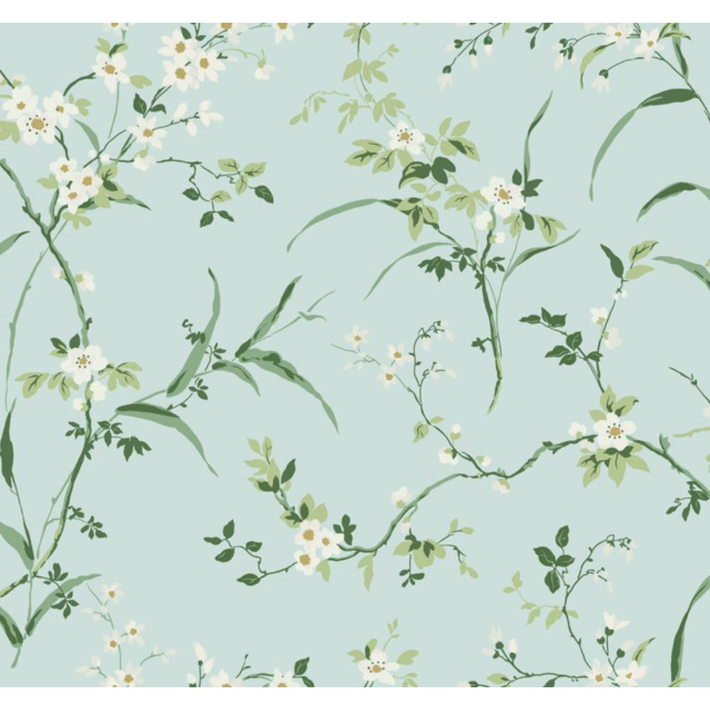 York BL1742 Blooms Spa Blue Blossom Branches Wallpaper