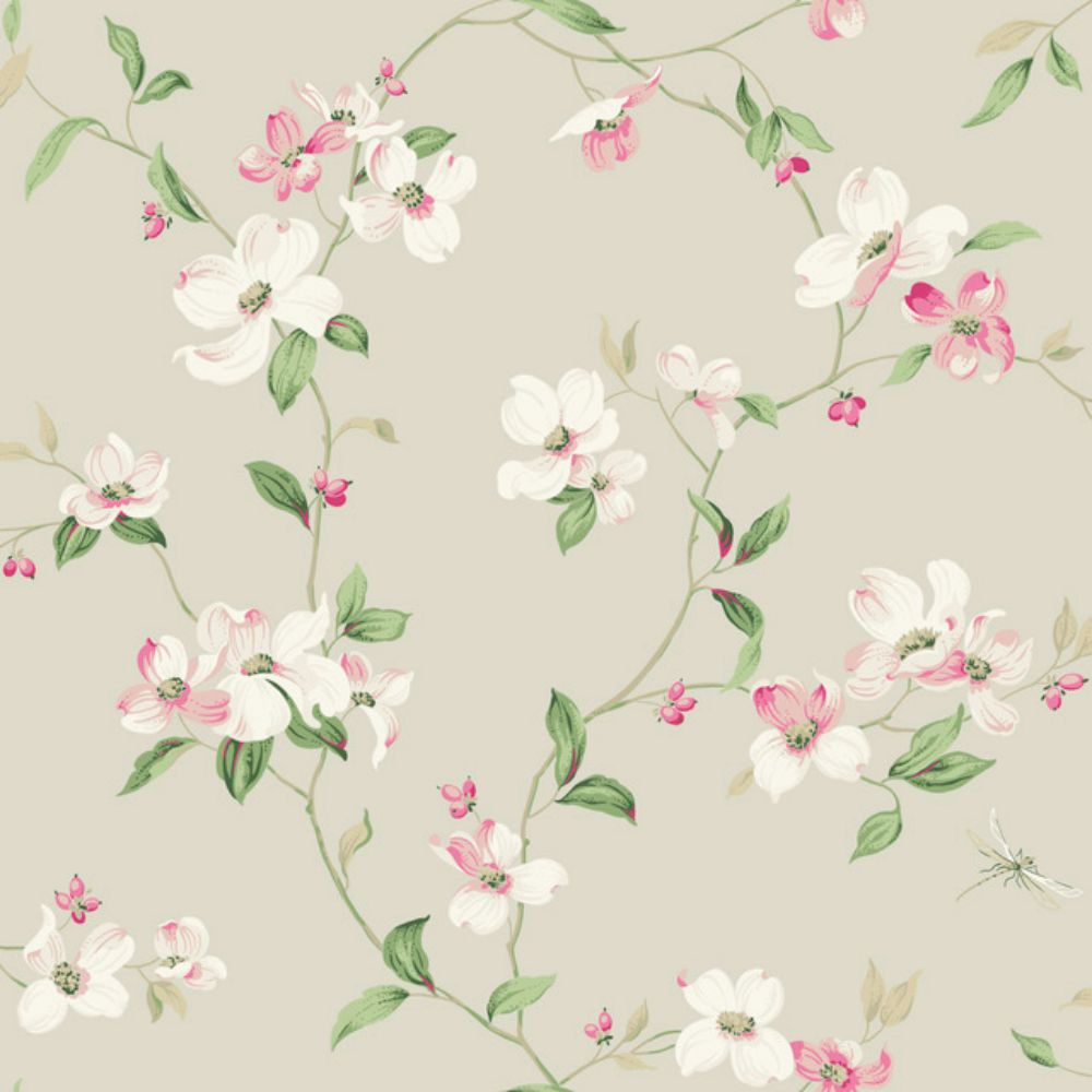 York BL1763 Blooms Taupe Dogwood Wallpaper