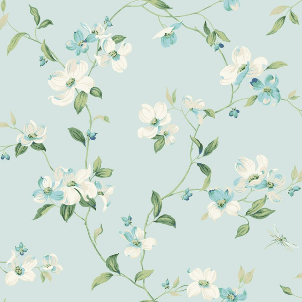 York BL1765 Blooms Light Blue Dogwood Wallpaper